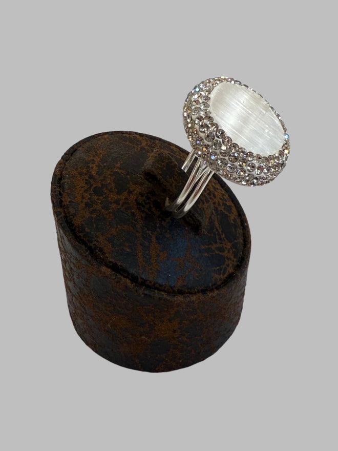 Single Stone Quartz .925 Silver Ring Adjustable