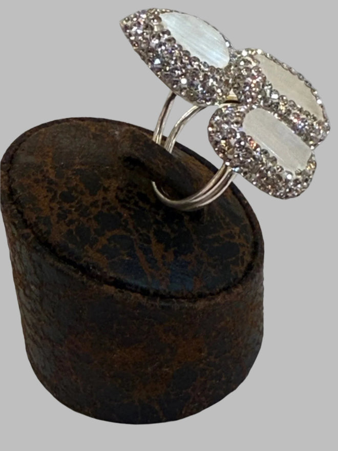 Triple Stone Quartz .925 Silver Ring