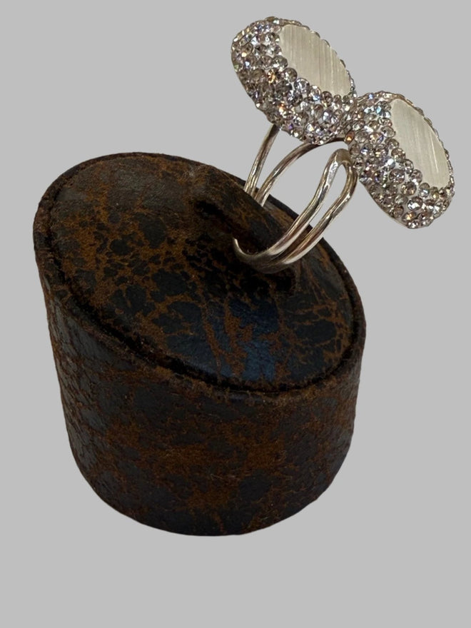 Double Stone Quartz .925 Silver Ring Adjustable