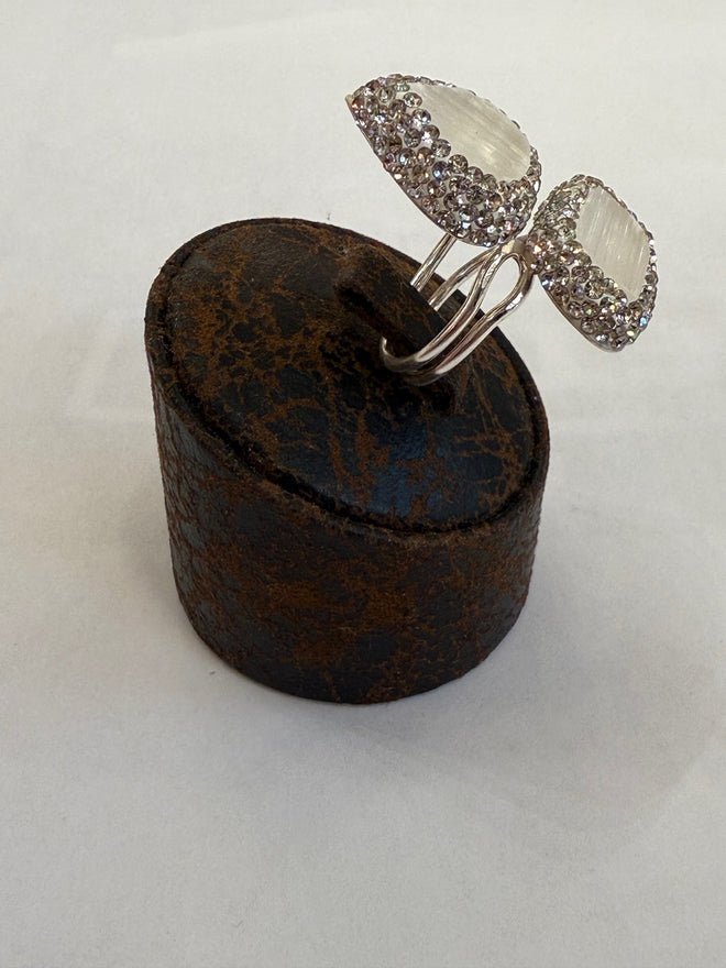 Double Stone Quartz .925 Silver Ring Adjustable
