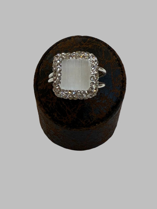 Single Stone Quartz .925 Silver Ring Adjustable