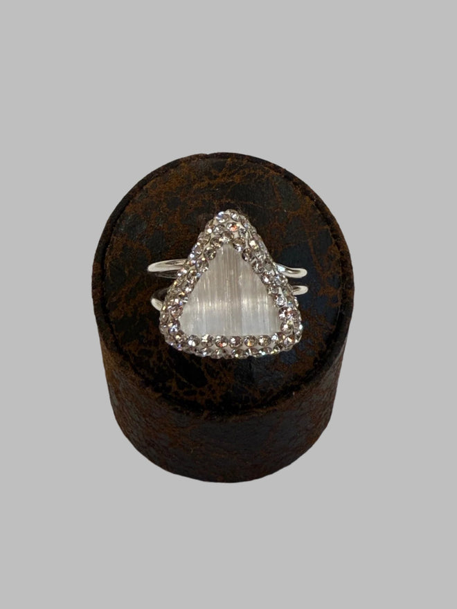 Single Stone Quartz .925 Silver Ring Adjustable
