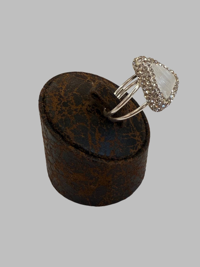 Single Stone Quartz .925 Silver Ring Adjustable