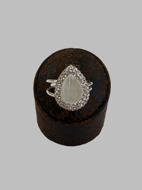 Single Stone Quartz .925 Silver Ring Adjustable