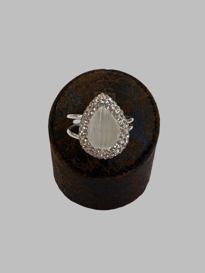 Single Stone Quartz .925 Silver Ring Adjustable