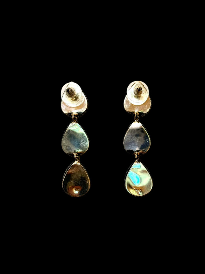 Triple Druzy Onyx Earring