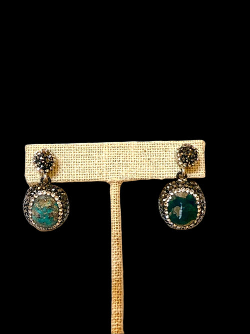 Single Druzy Turquoise Earrings