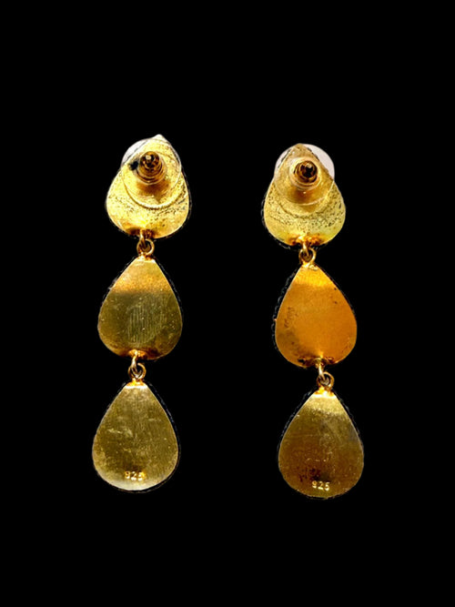 Triple Druzy Onyx Earring