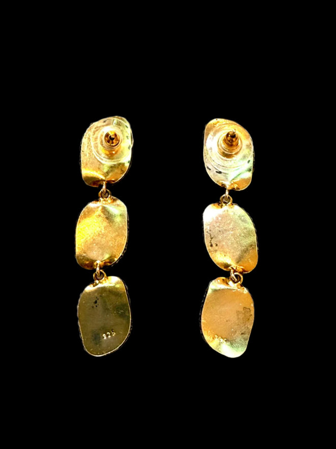 Triple Red Calcite Druzy Earring
