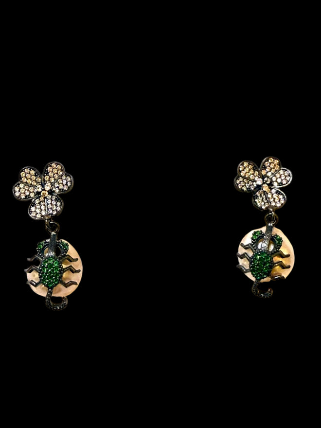 Emerald Scorpion Pearl Earrings