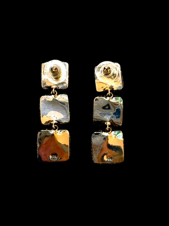 Triple Chrysocolla Druzy Earring