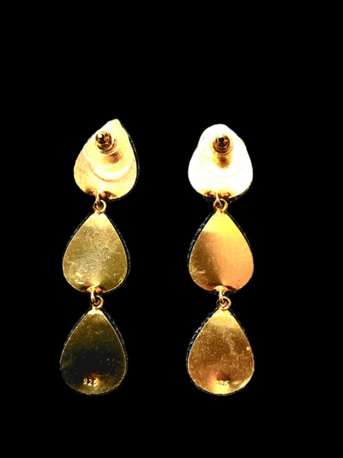Triple Red Calcite Druzy Earring