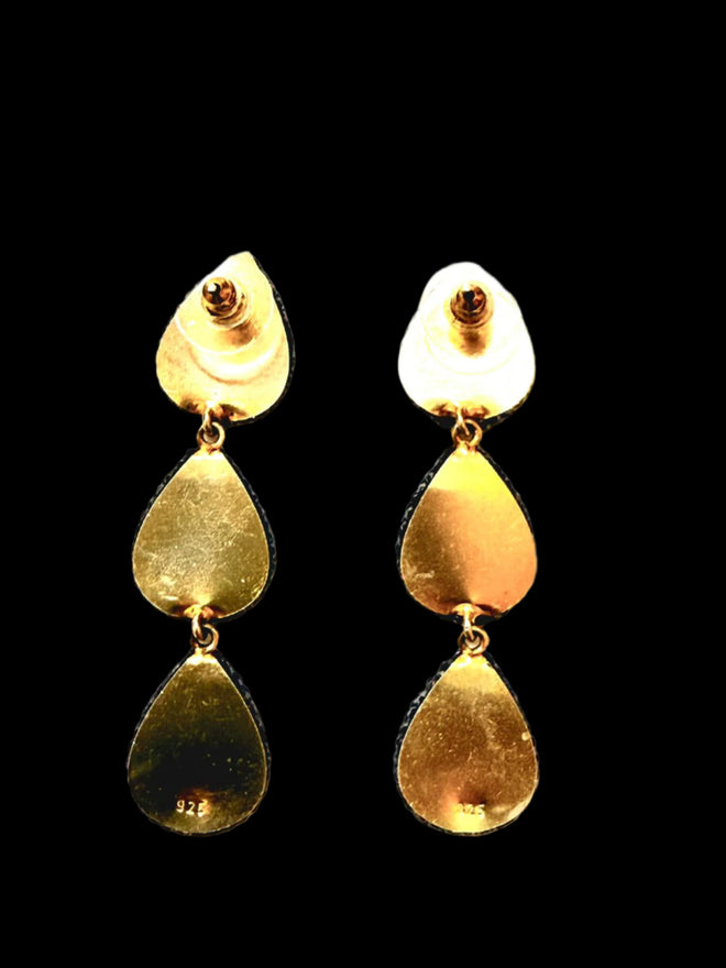 Triple Red Calcite Druzy Earring